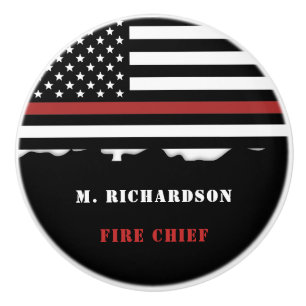 Personalised Firefighter Thin Red Line Fire Rescue Ceramic Knob