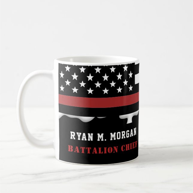 Personalised Firefighter Thin Red Line Fire Rescue Coffee Mug (Left)