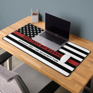 Personalised Firefighter Thin Red Line Fire Rescue Desk Mat