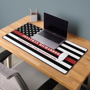 Personalised Firefighter Thin Red Line Fire Rescue Desk Mat