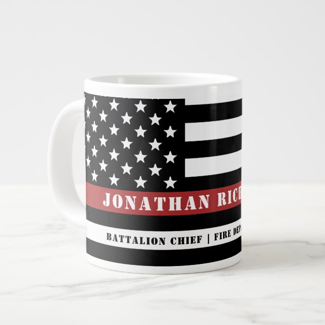 Personalised Firefighter Thin Red Line Fire Rescue Large Coffee Mug (Front Left)