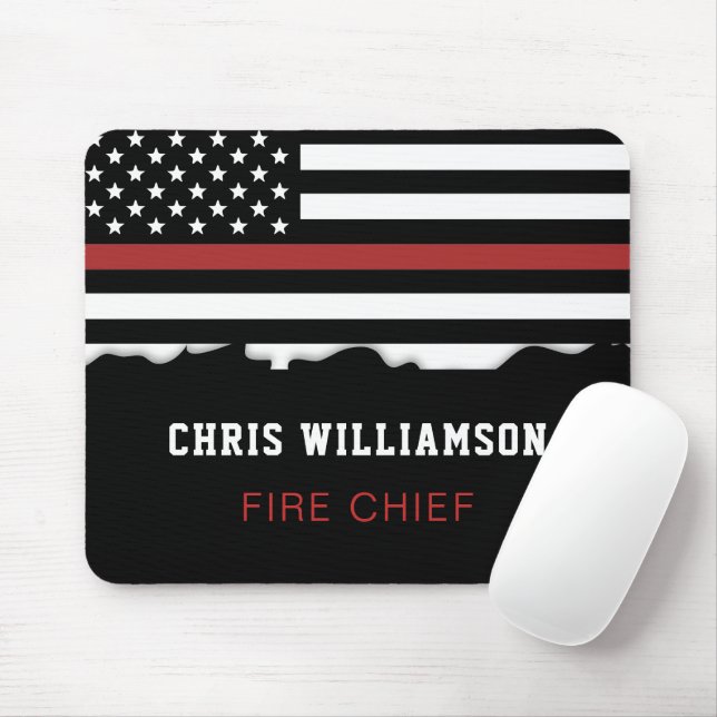 Personalised Firefighter Thin Red Line Fire Rescue Mouse Mat (With Mouse)