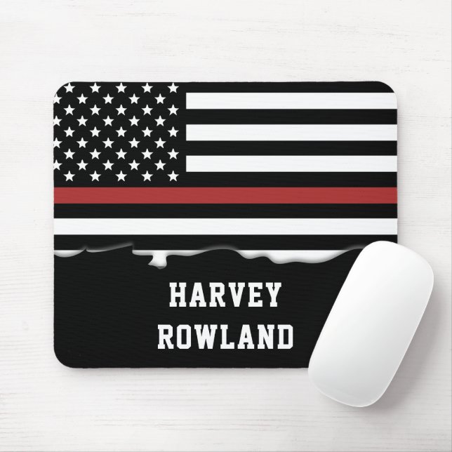 Personalised Firefighter Thin Red Line Fire Rescue Mouse Mat (With Mouse)
