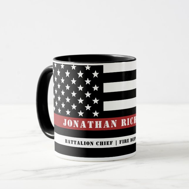 Personalised Firefighter Thin Red Line Fire Rescue Mug (Front Left)