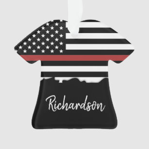 Personalised Firefighter Thin Red Line Fire Rescue Ornament