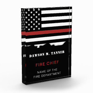 Personalised Firefighter Thin Red Line Fire Rescue Photo Block