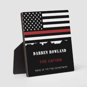 Personalised Firefighter Thin Red Line Fire Rescue Plaque