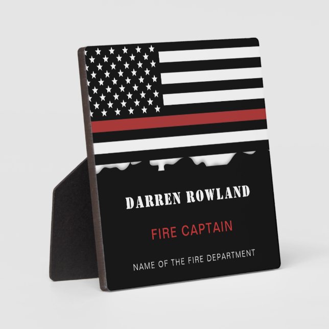 Personalised Firefighter Thin Red Line Fire Rescue Plaque (Front)