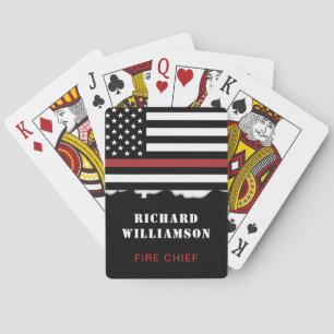 Personalised Firefighter Thin Red Line Fire Rescue Playing Cards