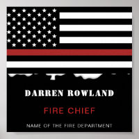Personalised Firefighter Thin Red Line Fire Rescue