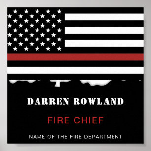 Personalised Firefighter Thin Red Line Fire Rescue Poster