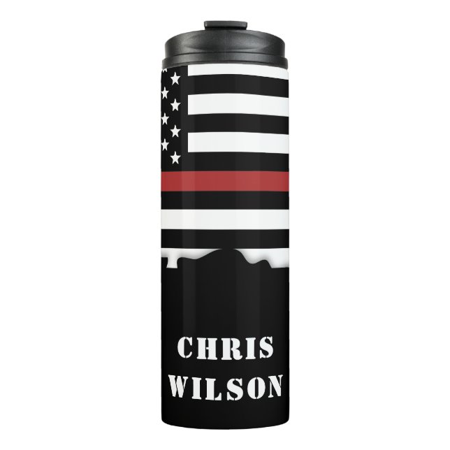 Personalised Firefighter Thin Red Line Fire Rescue Thermal Tumbler (Front)