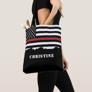 Personalised Firefighter Thin Red Line Fire Rescue Tote Bag