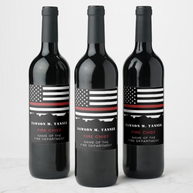 Personalised Firefighter Thin Red Line Fire Rescue Wine Label (Bottles)