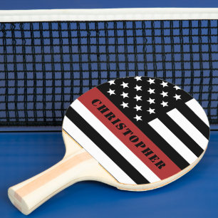 Personalised Firefighter Thin Red Line Flag Gift Ping Pong Paddle