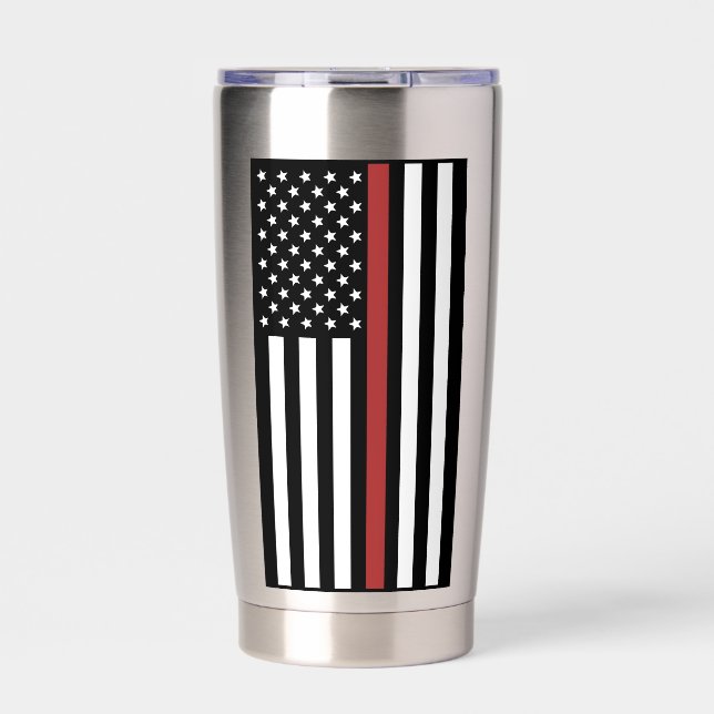 Personalised Firefighter Thin Red Line Flag Insulated Tumbler (Front)