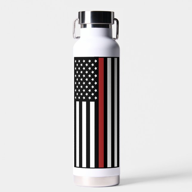 Personalised Firefighter Thin Red Line Flag Water Bottle (Front)
