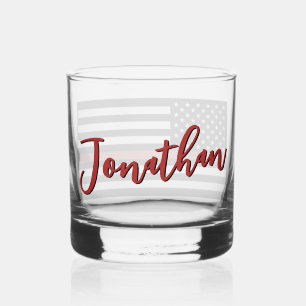 Personalised Firefighter Thin Red Line Flag Whiskey Glass