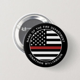 Personalised Firefighter Thin Red Line USA Flag 6 Cm Round Badge
