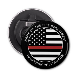Personalised Firefighter Thin Red Line USA Flag Bottle Opener