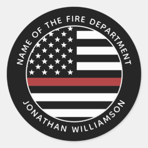 Personalised Firefighter Thin Red Line USA Flag Classic Round Sticker