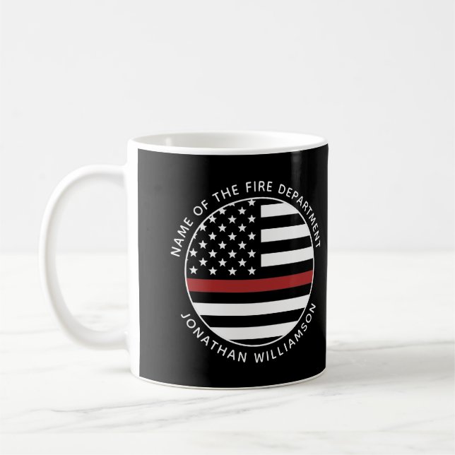 Personalised Firefighter Thin Red Line USA Flag Coffee Mug (Left)