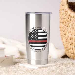 Personalised Firefighter Thin Red Line USA Flag Insulated Tumbler