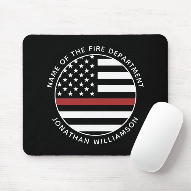 Personalised Firefighter Thin Red Line USA Flag Mouse Mat (With Mouse)
