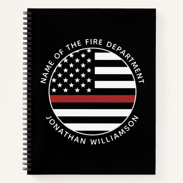 Personalised Firefighter Thin Red Line USA Flag Notebook (Front)