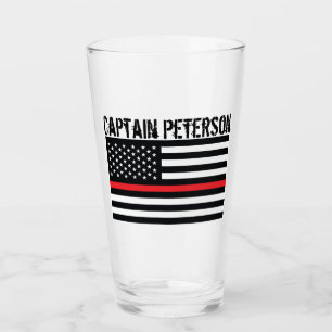 Personalised Firefighters Thin Red Line Flag Glass