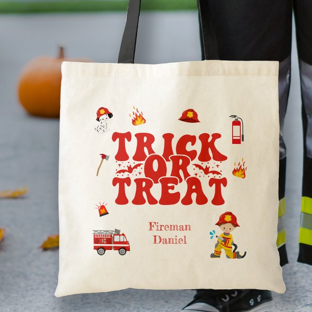 Personalised Fireman Kids Trick or Treat Tote Bag (Creator Uploaded)