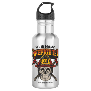 Personalised Fireman Skull Helmet Axe Firefighter  532 Ml Water Bottle