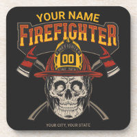 Personalised Fireman Skull Helmet Axe Firefighter
