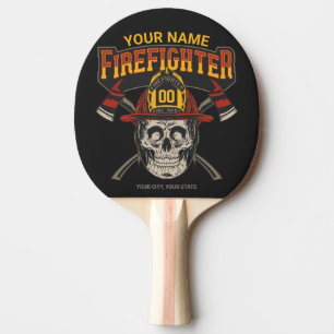 Personalised Fireman Skull Helmet Axe Firefighter  Ping Pong Paddle