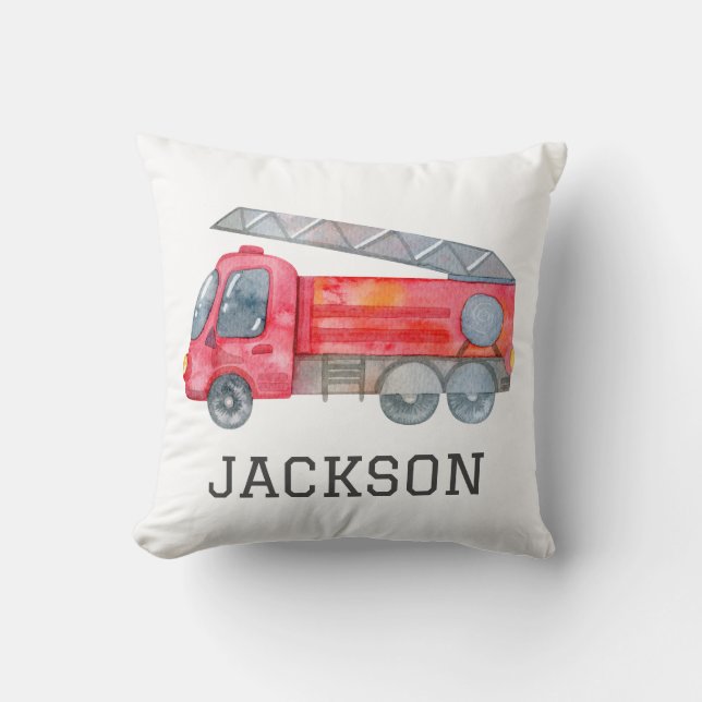 Personalised Firetruck birthday Party Cushion (Front)