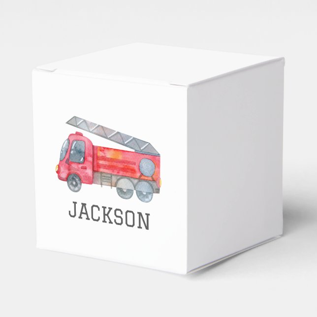 Personalised Firetruck birthday Party Favour Box (Front Side)