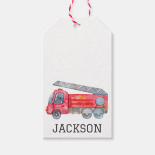 Personalised Firetruck birthday Party Gift Tags