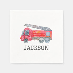 Personalised Firetruck birthday Party Napkin