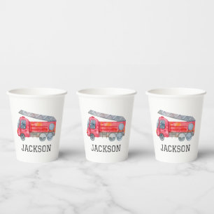Personalised Firetruck birthday Party Paper Cups
