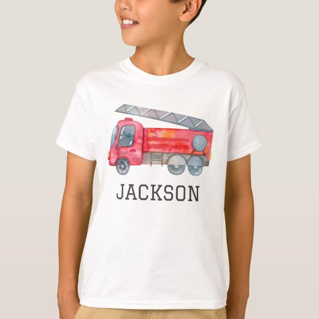 Personalised Firetruck birthday Party T-Shirt (Front)