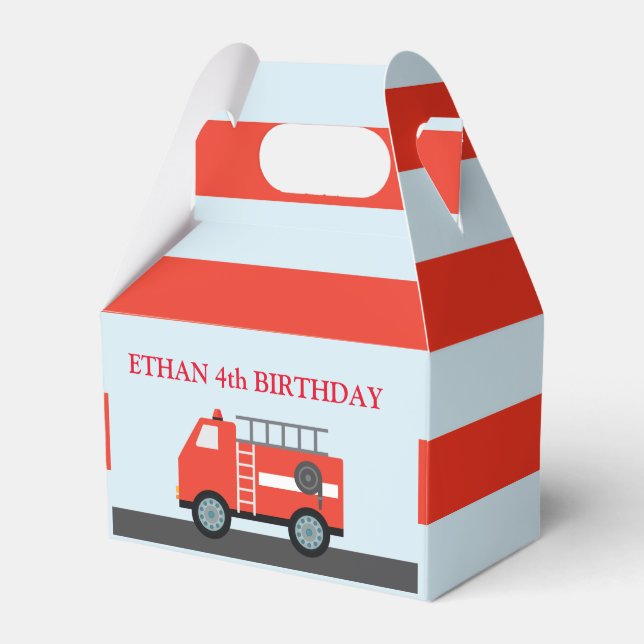 Personalised Firetruck Paper Favour Box (Front Side)