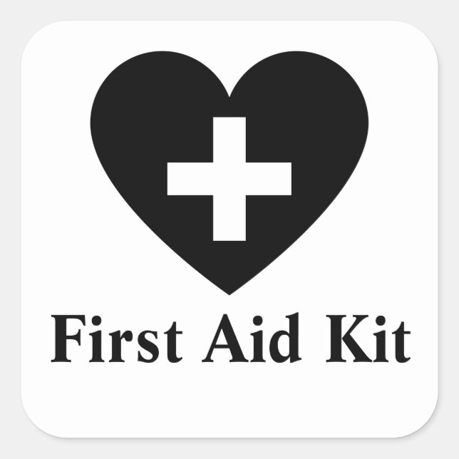 Personalised first aid kit square sticker (Front)
