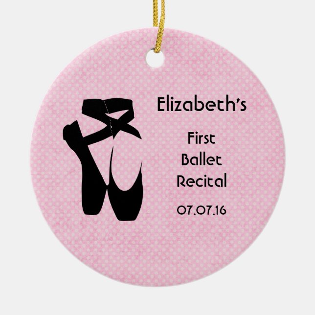 Personalised First Ballet Recital Keepsake Ceramic Tree Decoration (Front)