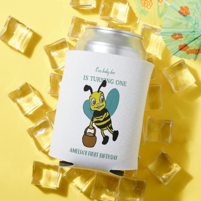 Personalised first birth year 1st birthday party can cooler (In Situ Summer)