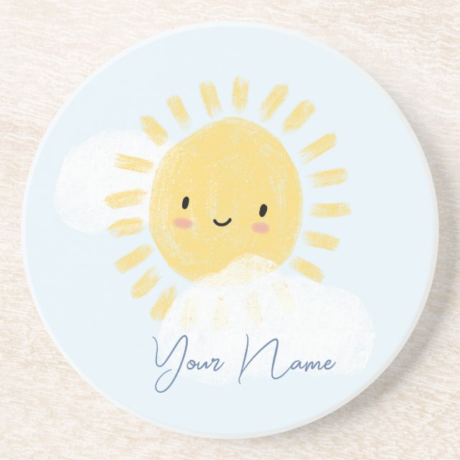 Personalised First Birthday Baby Shower Sunshine Coaster (Front)
