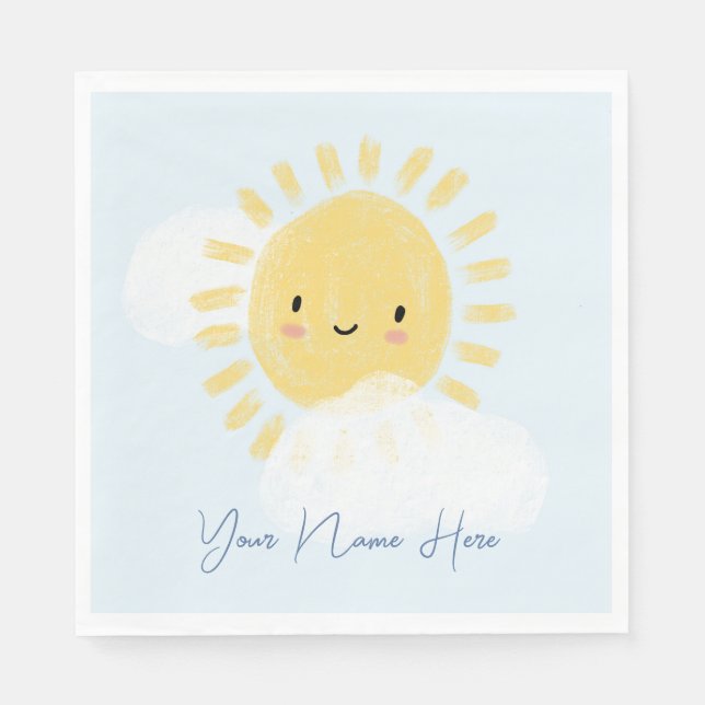 Personalised First Birthday Baby Shower Sunshine Napkin (Front)