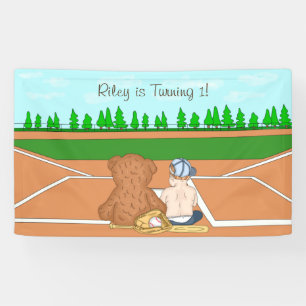 Personalised First Birthday Baseball Themed Banner