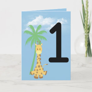 Personalised First Birthday Giraffe Birthday Card