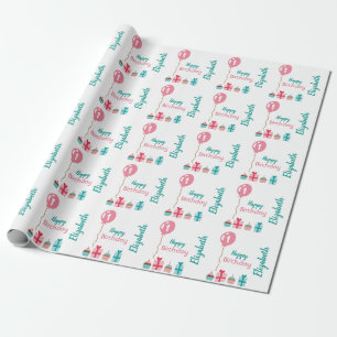 Personalised First Birthday girl Wrapping Paper