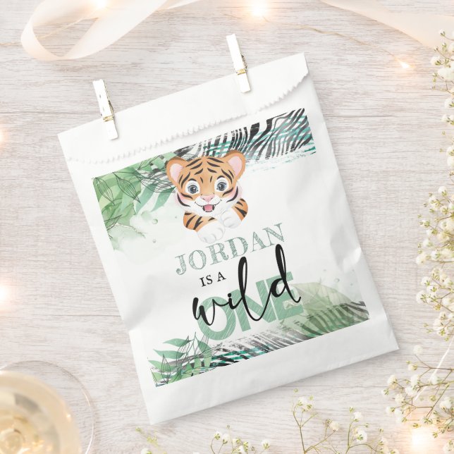 Personalised First Birthday Lion Jungle Favour Bags (Clipped)